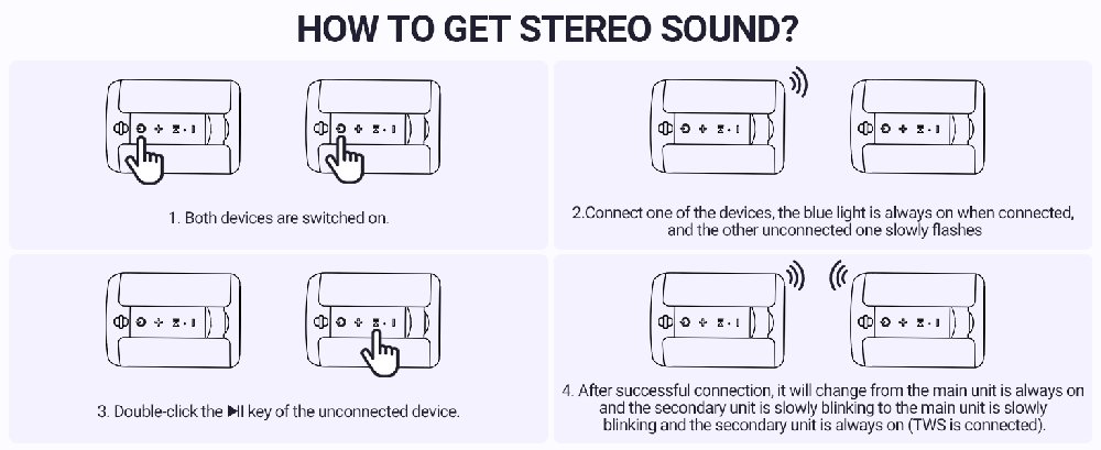 Technical diagram showing eight different cassette tape configurations labeled 'HOW TO GET STEREO SOUND?' with arrows and explanatory text.